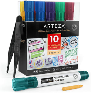 Glassboard Markers, Assorted Colors - Set of 10