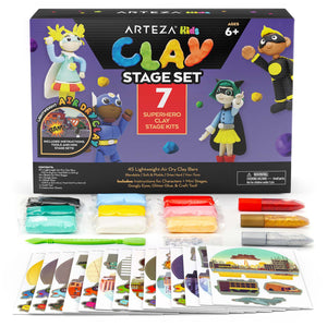 Arteza Kids Clay Stage Set, Superheroes