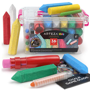 Kids Ultimate Sidewalk Chalk Set, Pink Box Handle - 37 Pieces