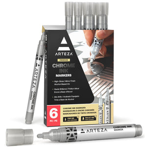 Chrome Ink Markers - Set of 6 (Fine Tip, Bullet Tip)