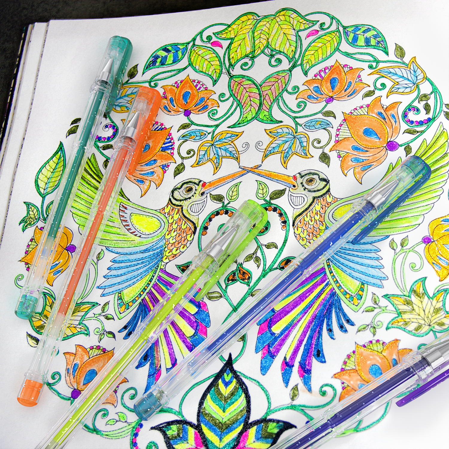 Gel Ink Pens, Glitter - Set of 14